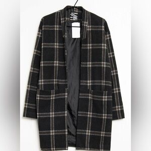 Just Female Just Luca Plaid Black Shirt Chore Barn Field Jacket Size: Medium